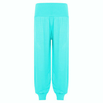 Children's Aqua Harem Trousers. Ages 5-13. Perfect As Loungewear Or To Go Over Dance Leggings/ Gymnastic Leotards. They Have An Elasticated Waist And Cuffs For Comfort