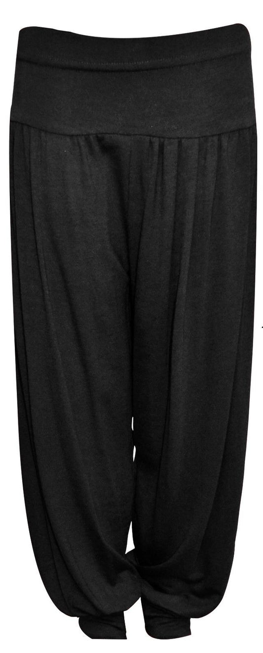 Children's Black Harem Trousers.Ages 5-13. Perfect As Loungewear Or To Go Over Dance Leggings/ Gymnastic Leotards. They Have An Elasticated Waist And Cuffs For Comfort