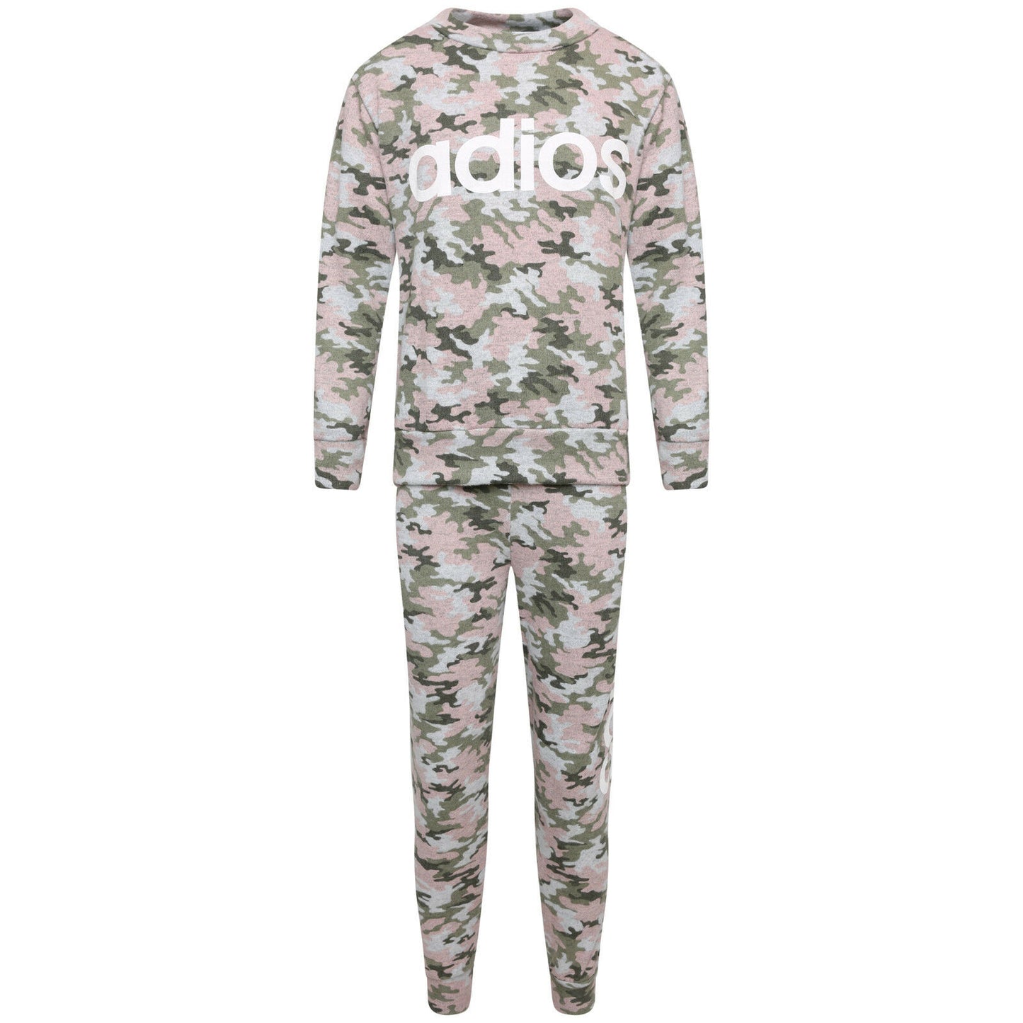 Children's Pale Pink & Camo Adios Loungewear Set.