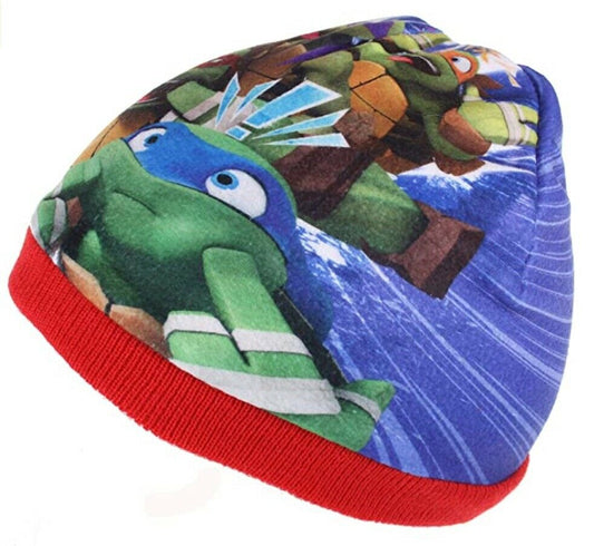 Teenage Mutant Ninja Turtle Red Reversible Beanie Hat, Outer Rim Colour Is the reversed Inner Colour, Age 2-4 (52cm), Age 4-8 ( 54cm), Polyester & Acrylic, Official Merchandise