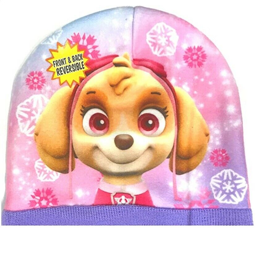 Children's Paw Patrol Pink & Purple Reversible Beanie Hat, Ages 2 To10, Official Merchandise