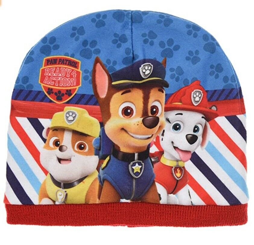 Children's Paw Patrol Red & Blue Beanie Hat, Ages 2 To 10, Official Merchandise