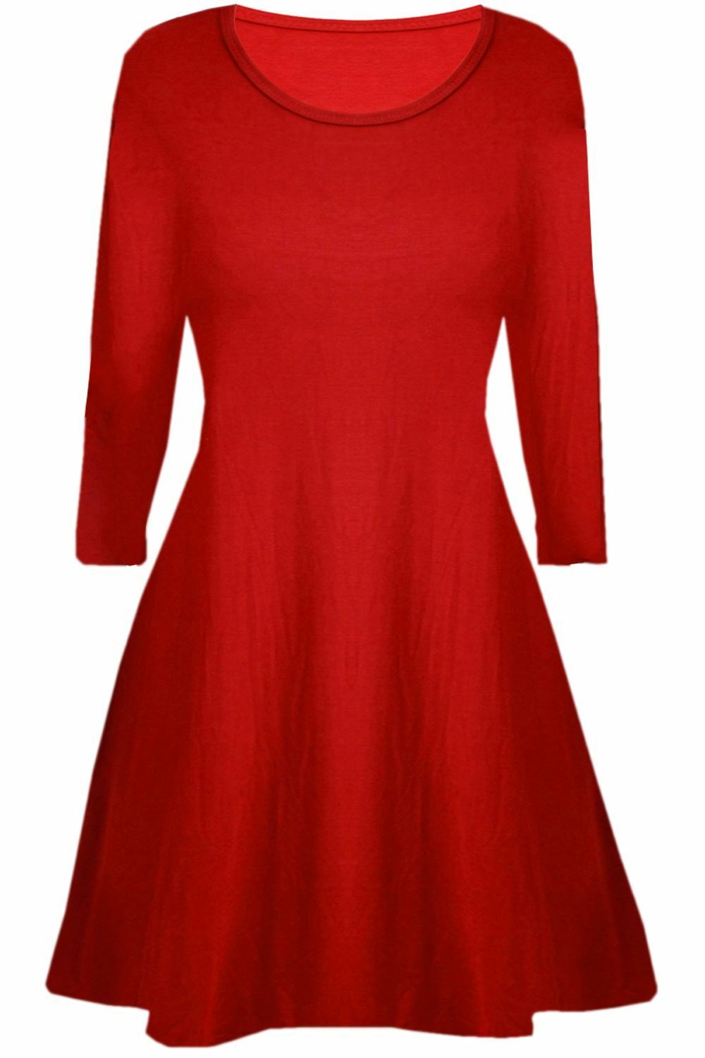 Children's Long Sleeve Red Skater Dress Age 5 To 13, 100% Polyester