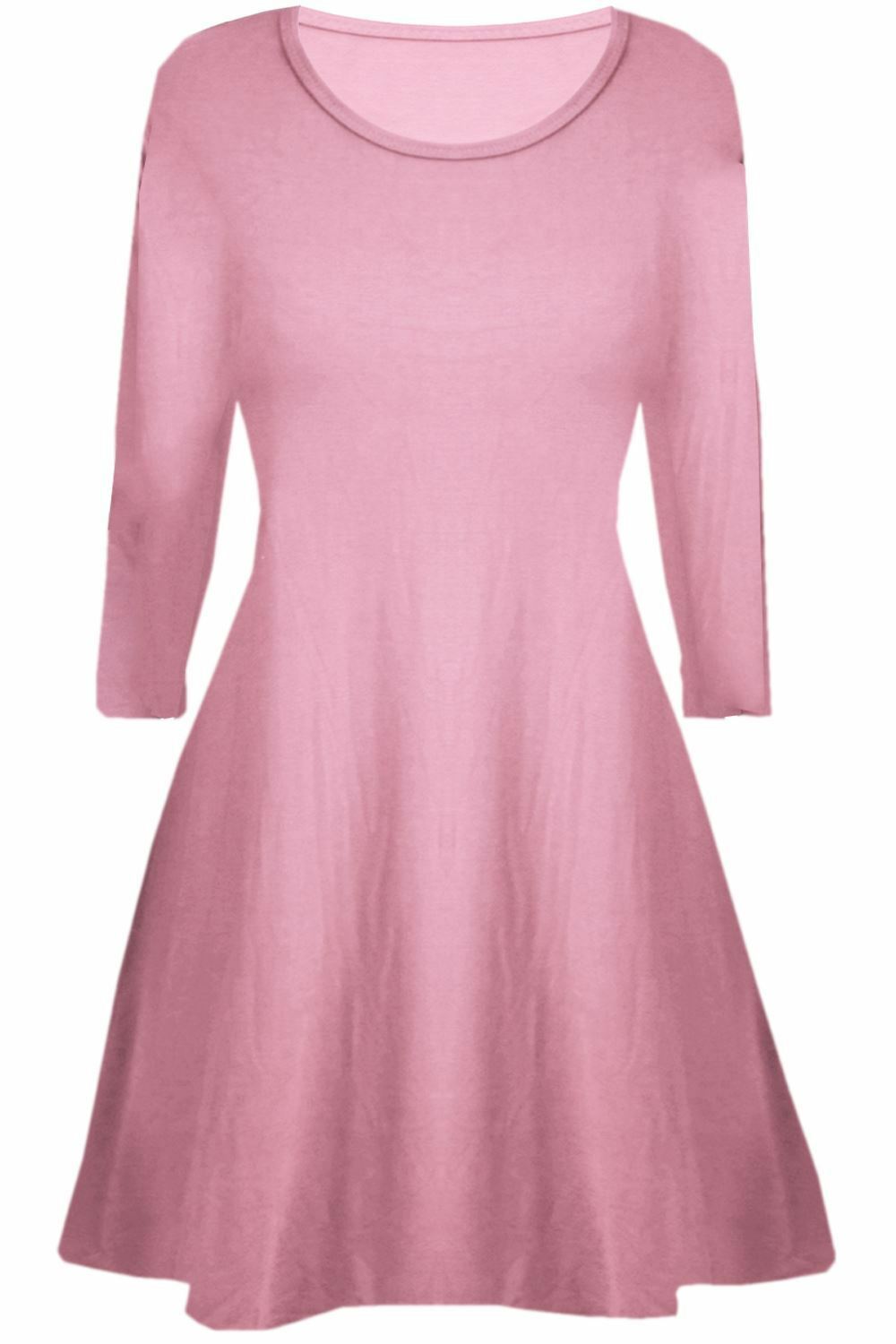 Children's Long Sleeve tea Pink Skater Dress Age 5 To 13, 100% Polyester