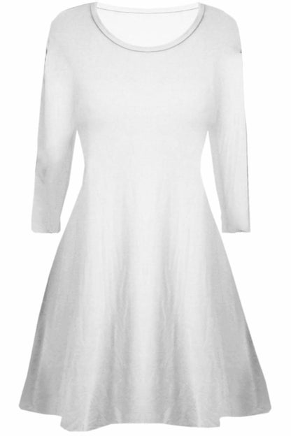 Children's Long Sleeve White Skater Dress Age 5 To 13, 100% Polyester
