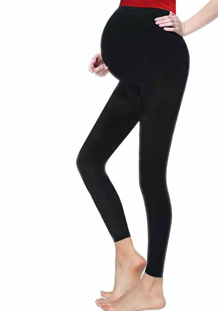 Ladies Black Over The Stomach Full Length maternity Leggings. Sizes 8-20 Available.