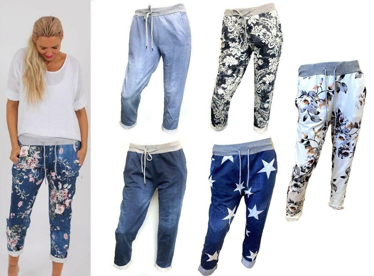 Ladies  Italian Cropped Lounge pants In Multiple Designs. Sizes 8-14, 16-18 Available.