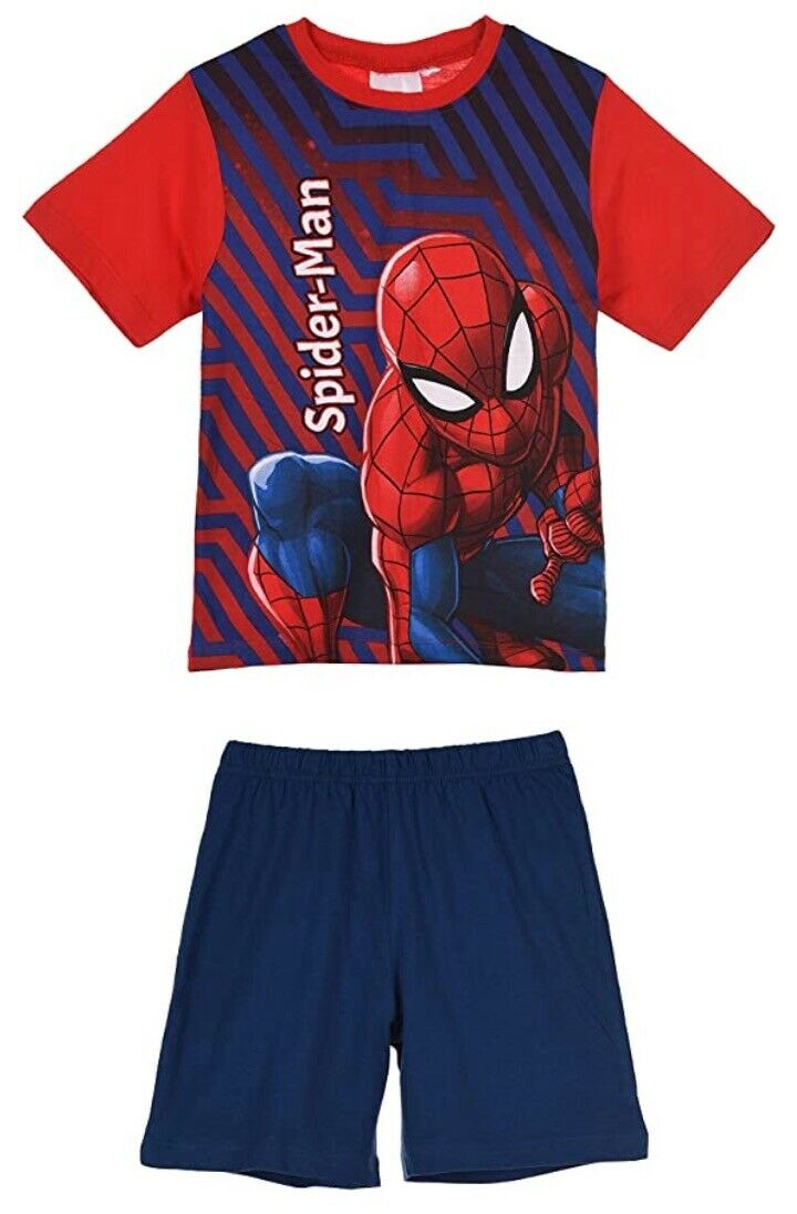 Boys Spiderman Pyjamas In Red & Navy. Perfect For Any Spiderman Lover. This Is The Short Sleeve Top And Short Option. In Ages 3 To 8. These Are Official Merchandise.