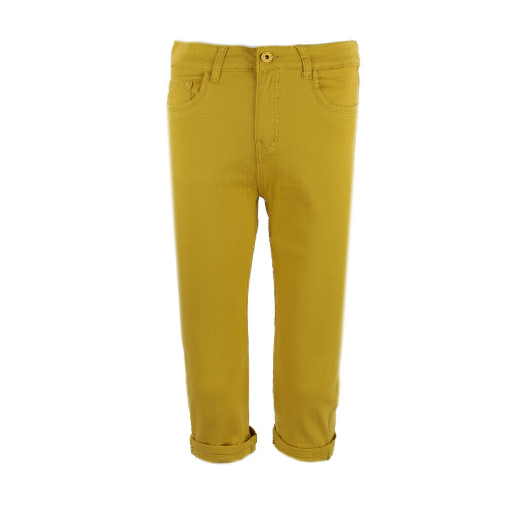 Ladies 3/4 Mustard  Stretch Jeans.