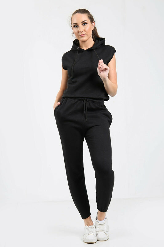 Ladies Black Co-Ordinated Sleeveless Loungewear Set.