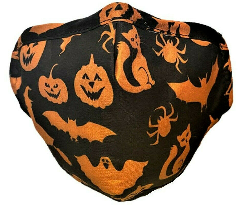 NOT MEDICAL GRADE Black And Orange Halloween Mask