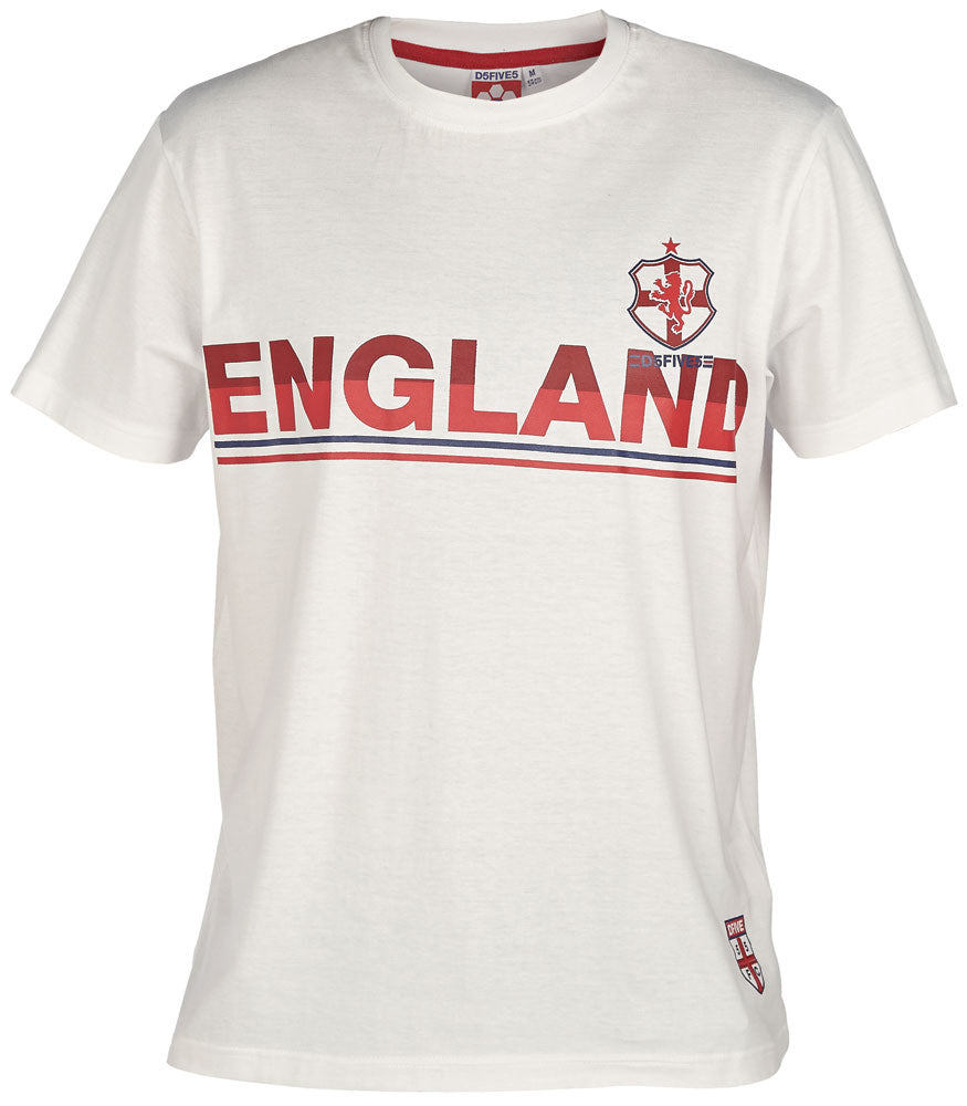 White England Short Sleeve T-Shirt, England Logo & Crest On The Front & 10 Logo On The Back, Sizes S, M, L, XL, XXL, 2XL, 3XL, 4XL, 5XL, 6XL, 100% Cotton