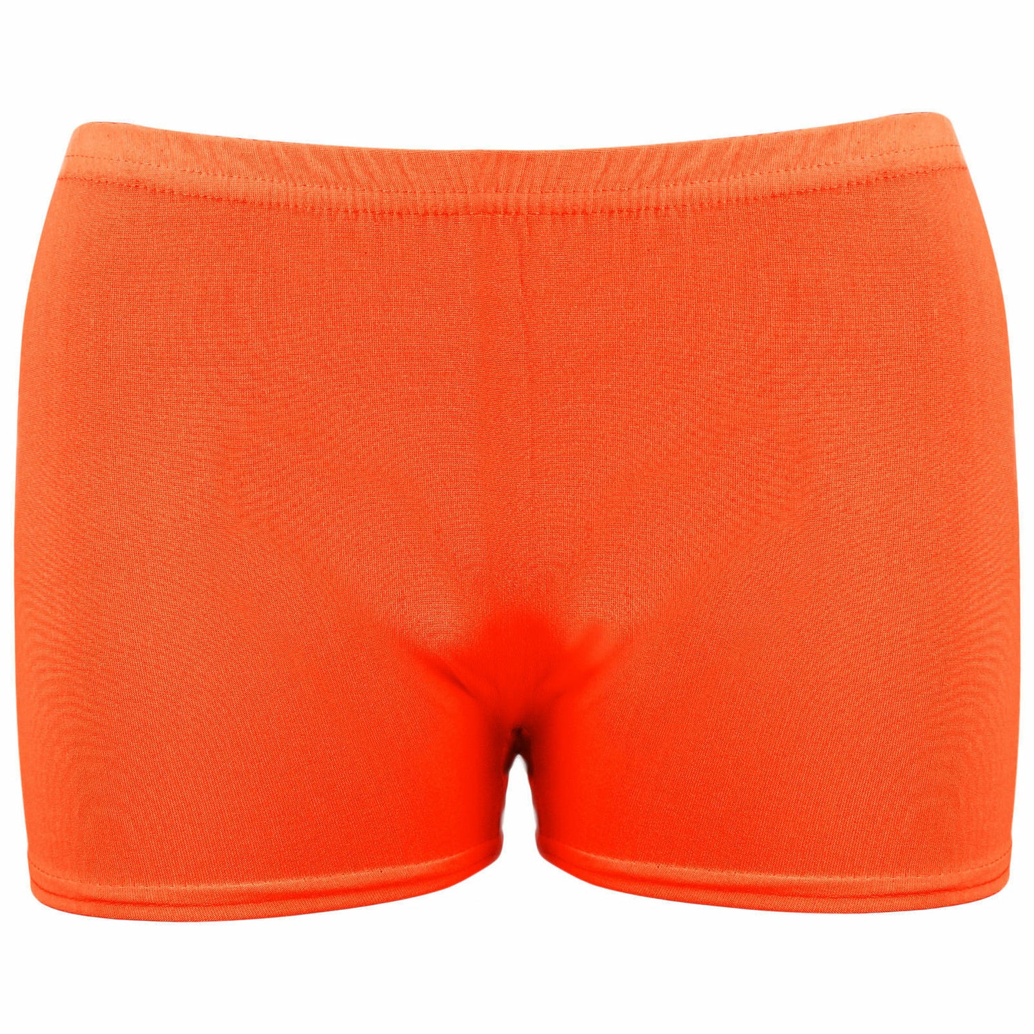 Lycra Shorts In Neon Orange, Perfect For School Gym Or Dance Classes, Ages 5 to 14, 95% Polyester & 5% Spandex