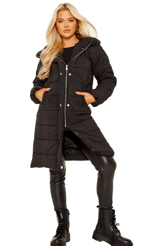 A-Line Padded Hooded Long Puffer Coat Jacket