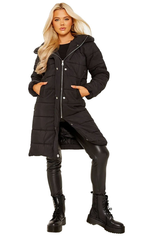 A-Line Padded Hooded Long Coat