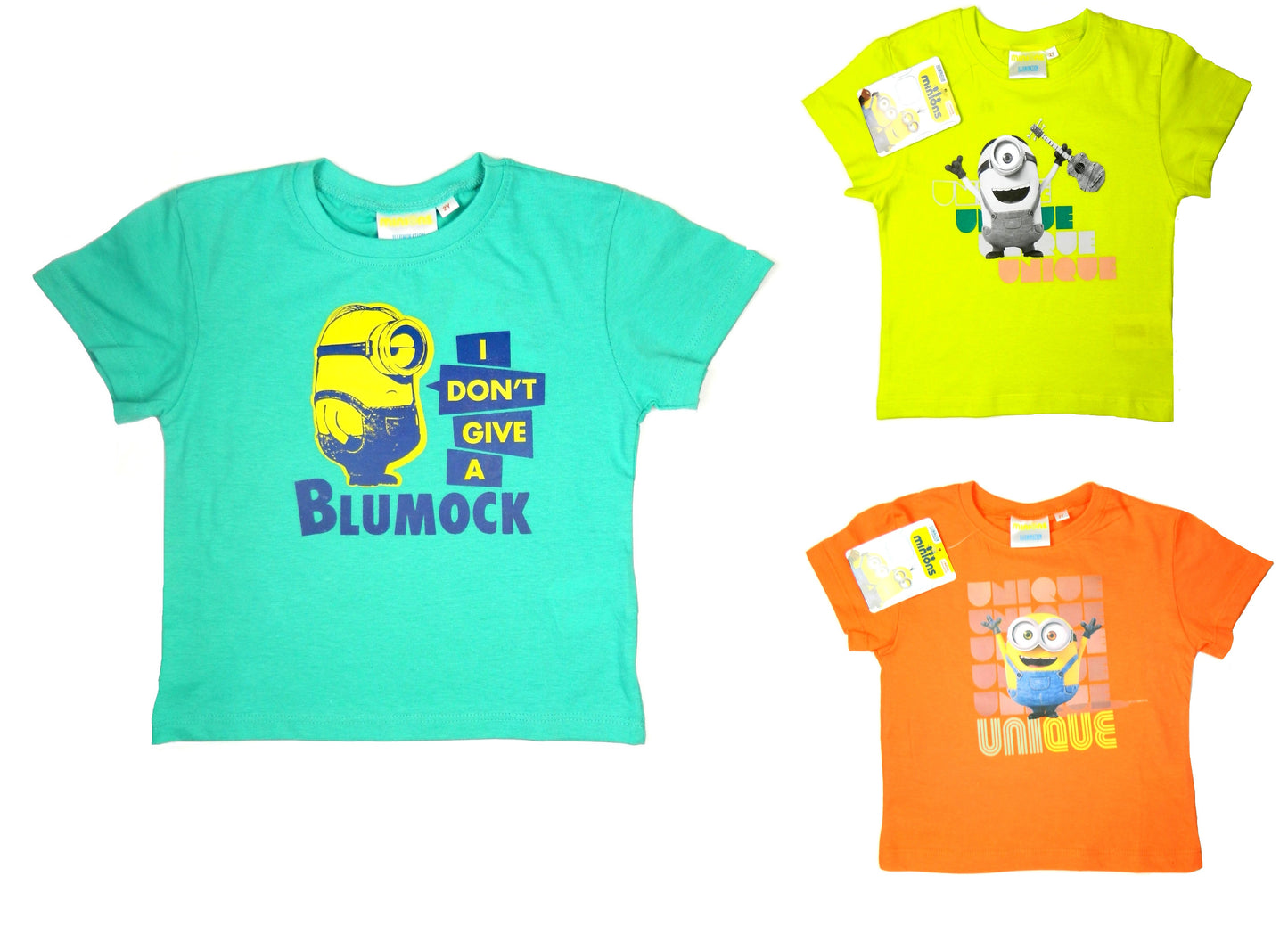 Children's  Minion T-Shirts, In 3 Different Colours. Each 1 Has A Minion Saying. Ages 2 To 8.