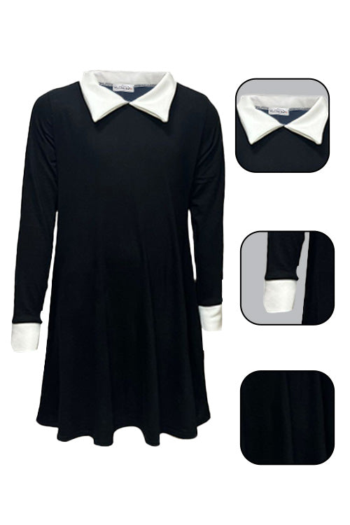 Wednesday Addams Family Halloween Fancy Dress Costume and Make-up Set