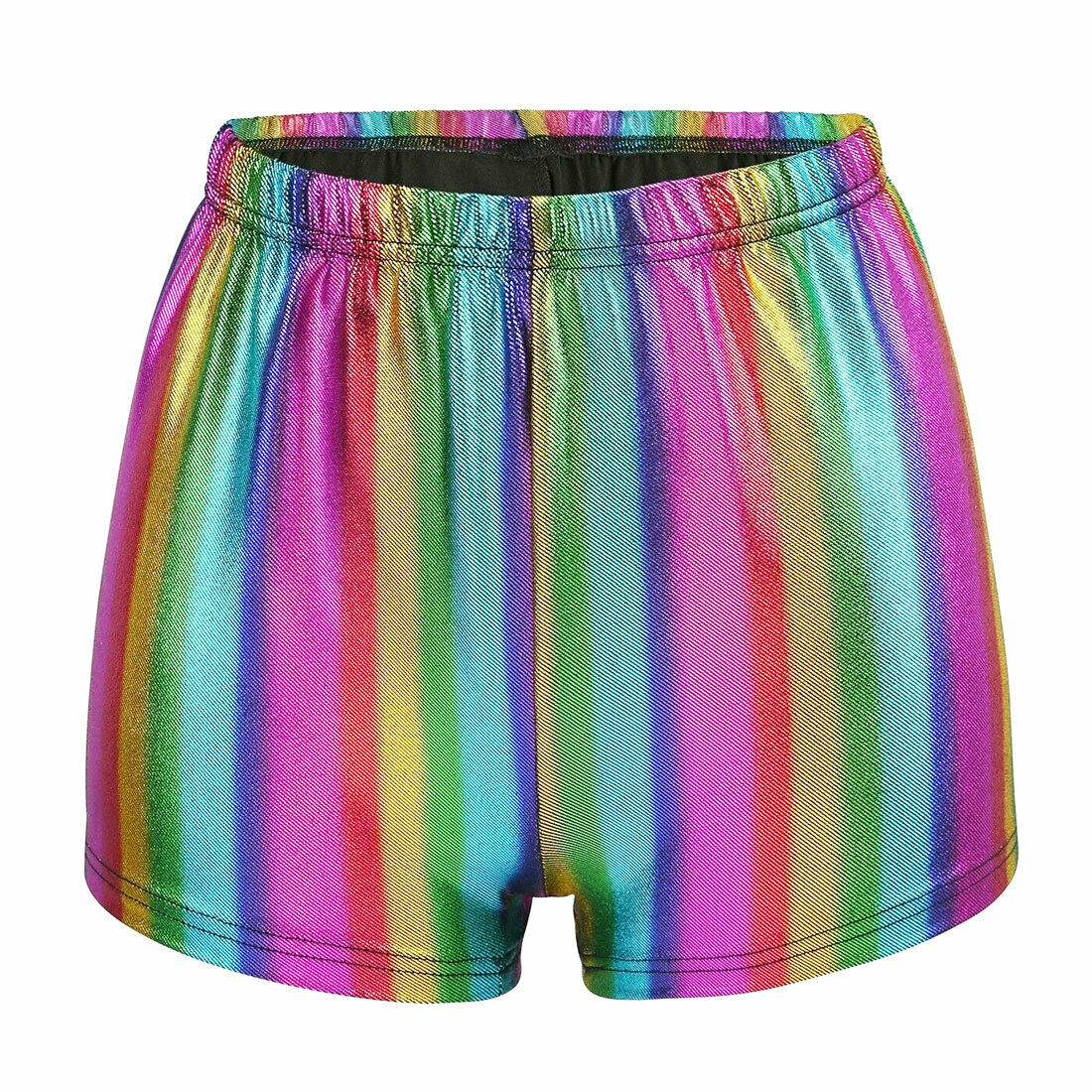 Unisex Shiny Metallic Rainbow Pride Hot Pants