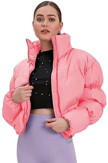 Cropped Puffer Coat Padded Quilted Jacket