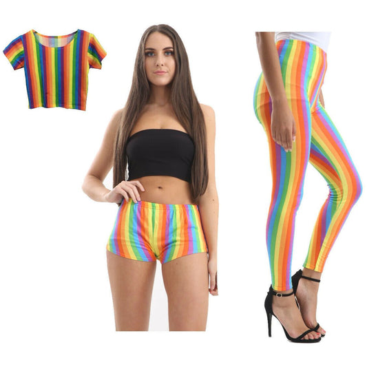 Festival Pride Neon Rainbow Striped Outfit Set