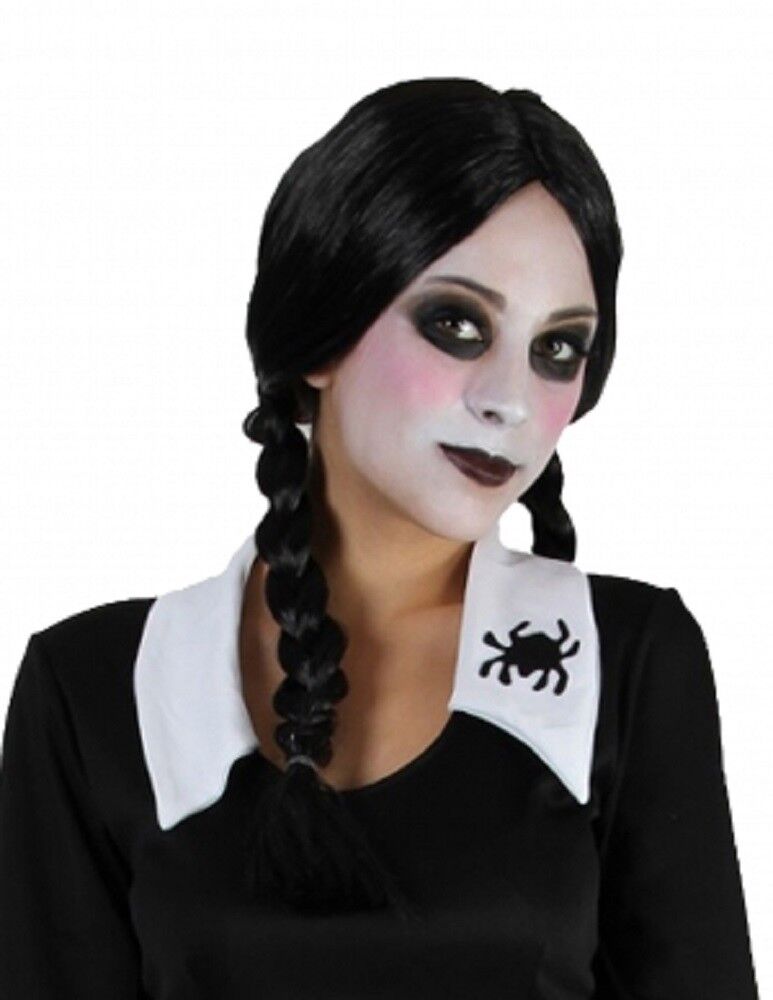 Wednesday Addams Family Halloween Fancy Dress Costume and Make-up Set