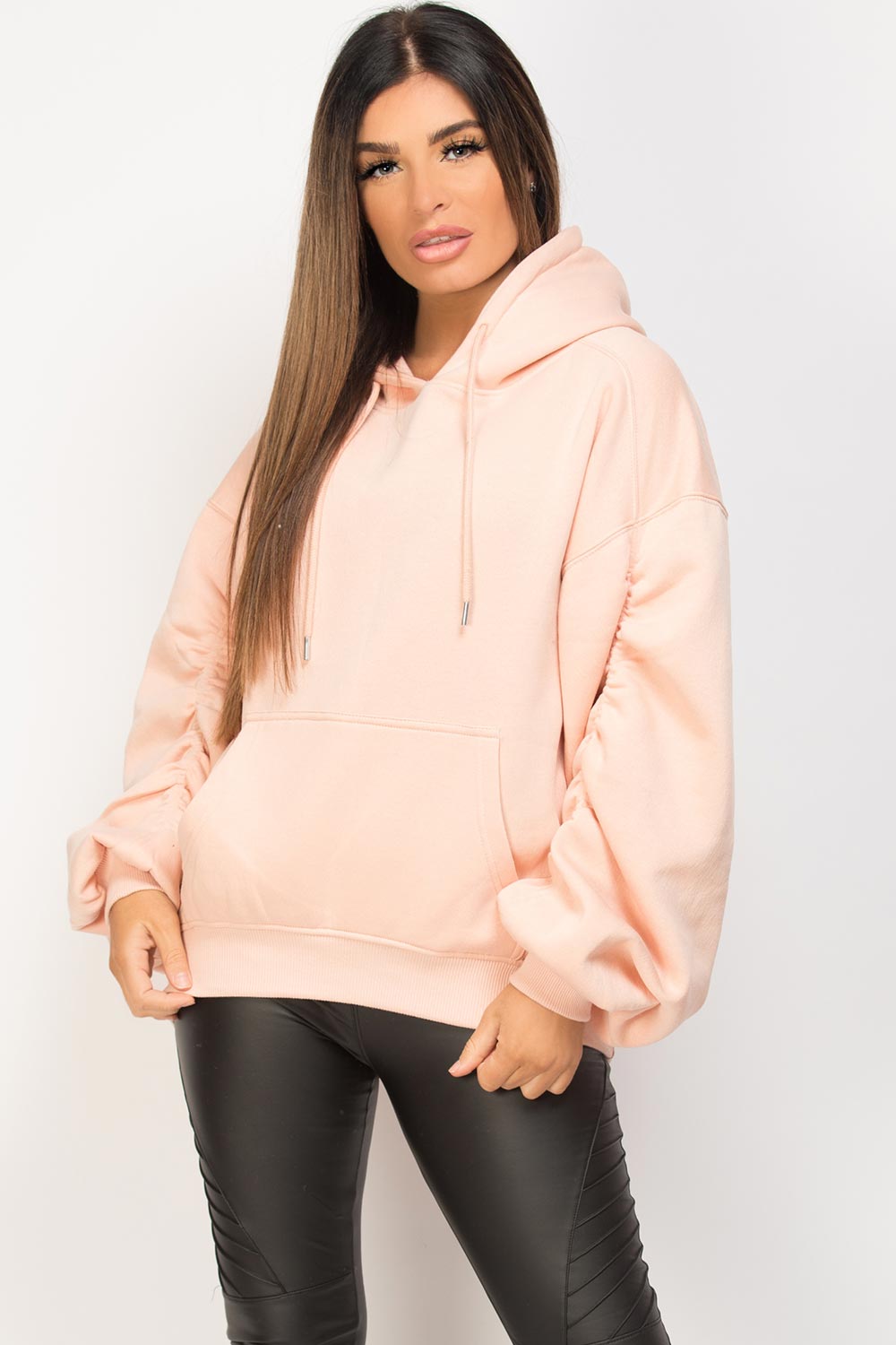 Ruched Sleeve Hoodie