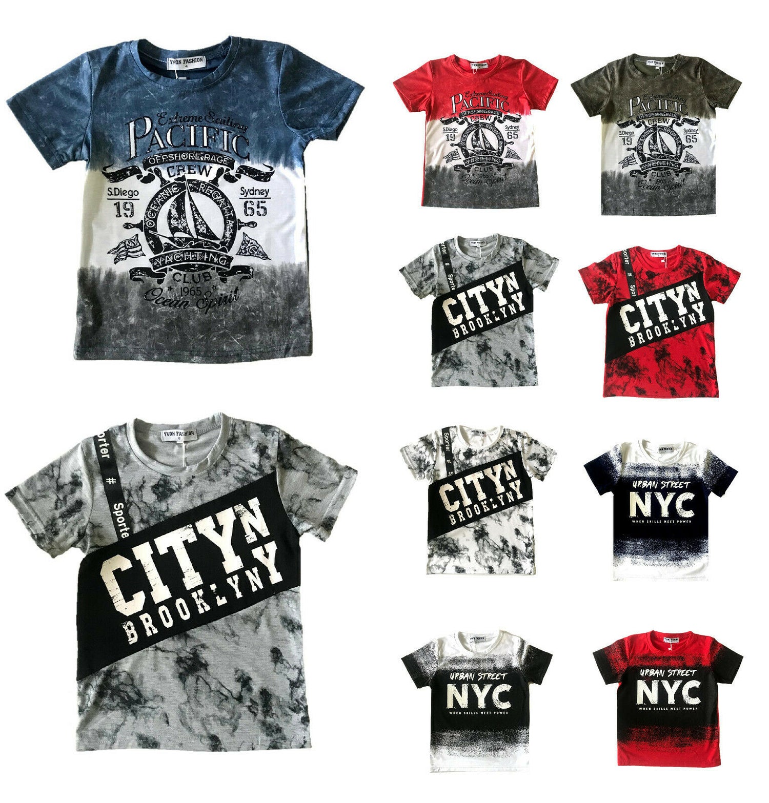 Boys Short Sleeve City Brooklyn T-Shirts In Multiple Colours & Sizes. These Are perfect For Summer. Ages 4-12 Available.