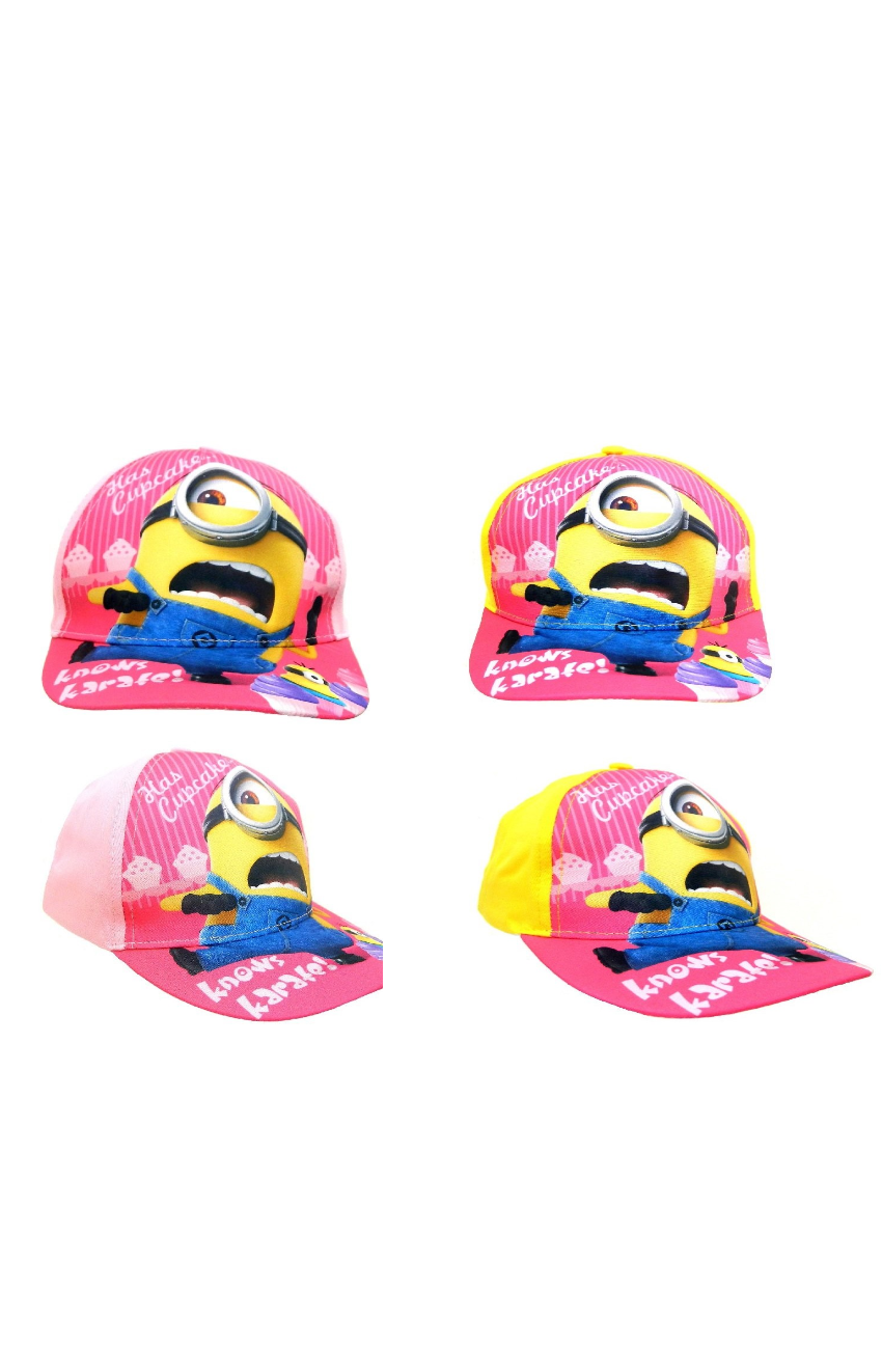 Minion baseball caps Yellow & Pink , Pink & Light Pink Ages 2-4 (52cms), 4-8 (54cms) Official merchandise