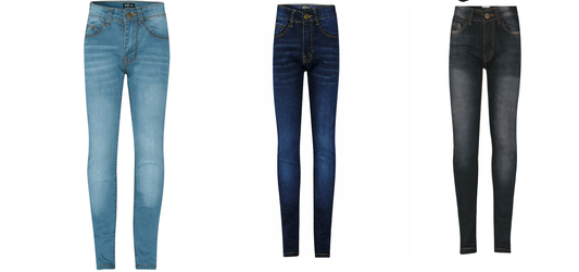 Girls Skinny Fit Jeans Available in Ages 5 To 14, Available in Black, Dark Blue & Light Blue.