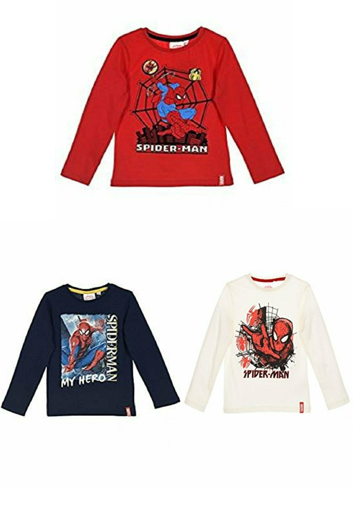 Spiderman T-Shirt, Perfect For Any Spiderman Fan Long Sleeve, Navy,Red, White, 3 Unique Designs, 100% Cotton, Official Merchandise