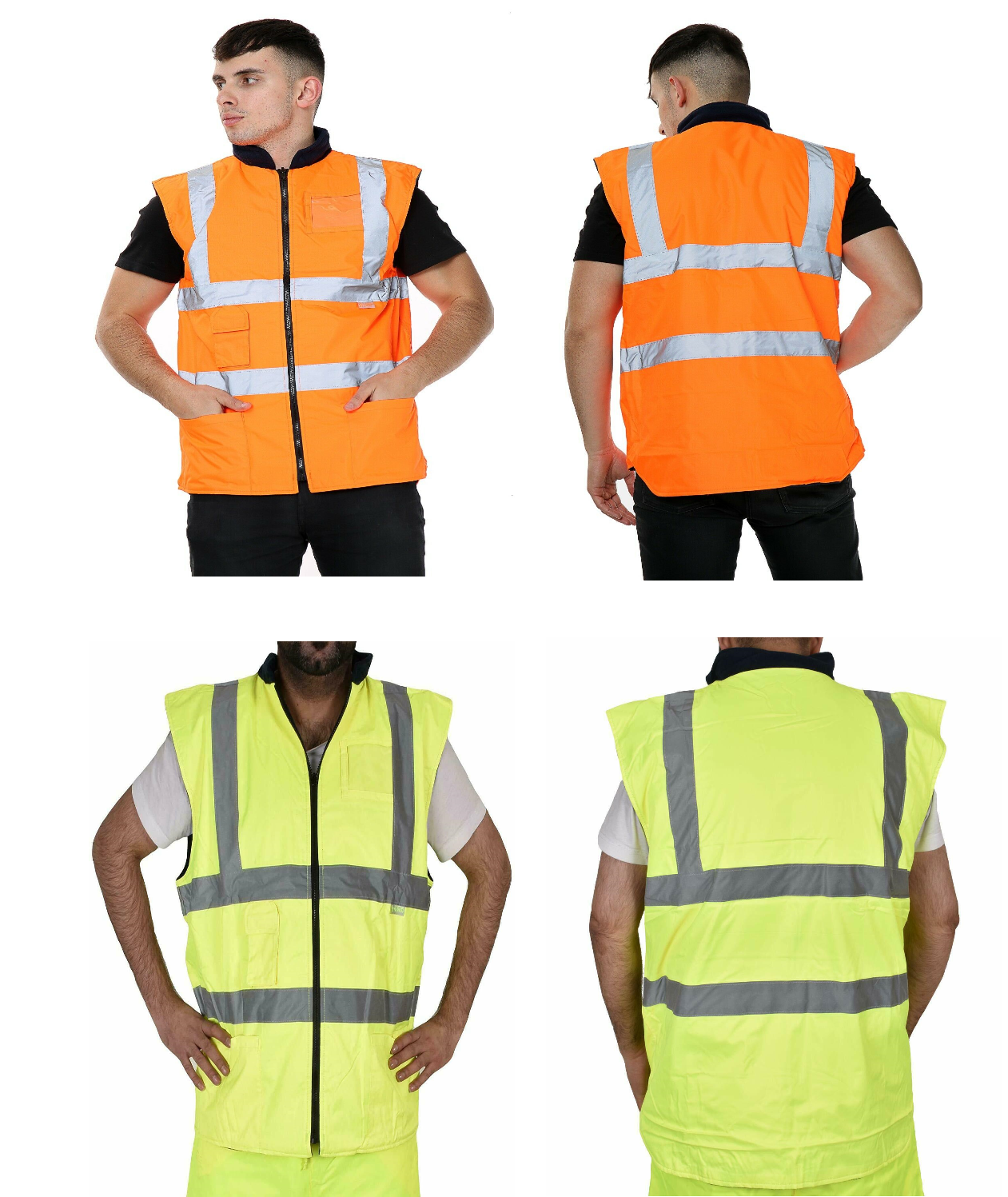 Hi Vis EN471 Class 2 Work Wear Gilets. These Have Multiple Pockets At The Front. It Is A Zip Fastening. The Gilets Have The CE Testing Mark Demonstrating Compliance With 89/686/EEC Personal Protective Equipment Annex 11 Heath And Safety Requirements. They Have Also Been manufactured Under Rigorous ISO9001 Quality Process Standards. These Are Available In Yellow And Orange In Sizes Small To 5 X-Large.
