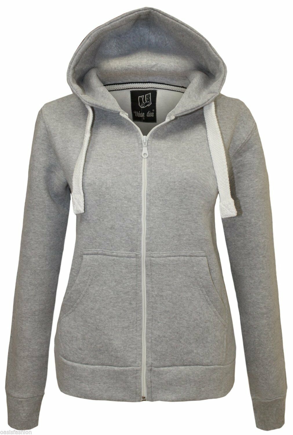 Ladies Hoodie In Silver Grey.