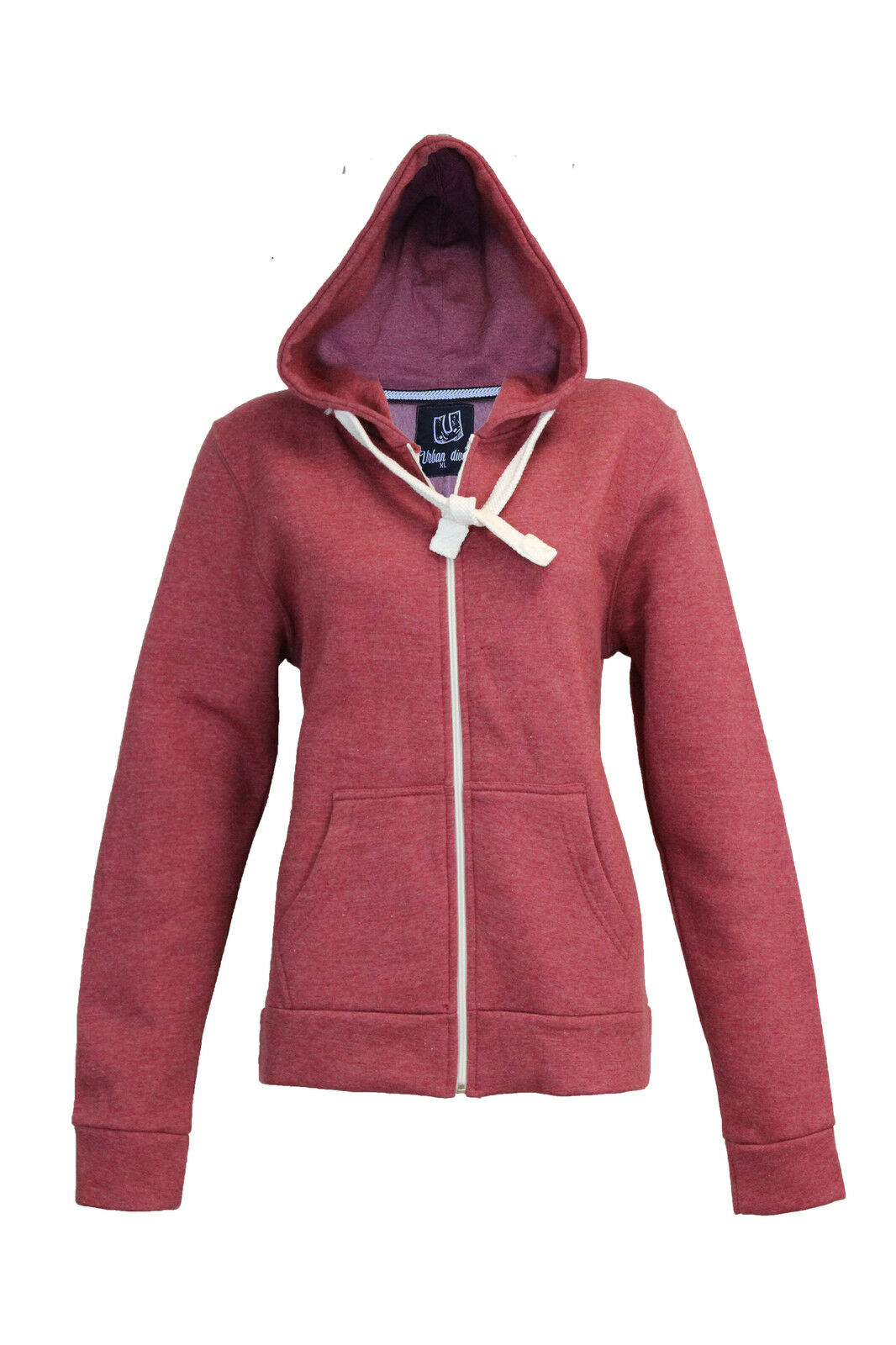 Ladies Hoodie In Wine Melange.