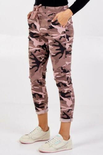 Ladies Dark Pink Army Camouflage "Magic" Trousers.