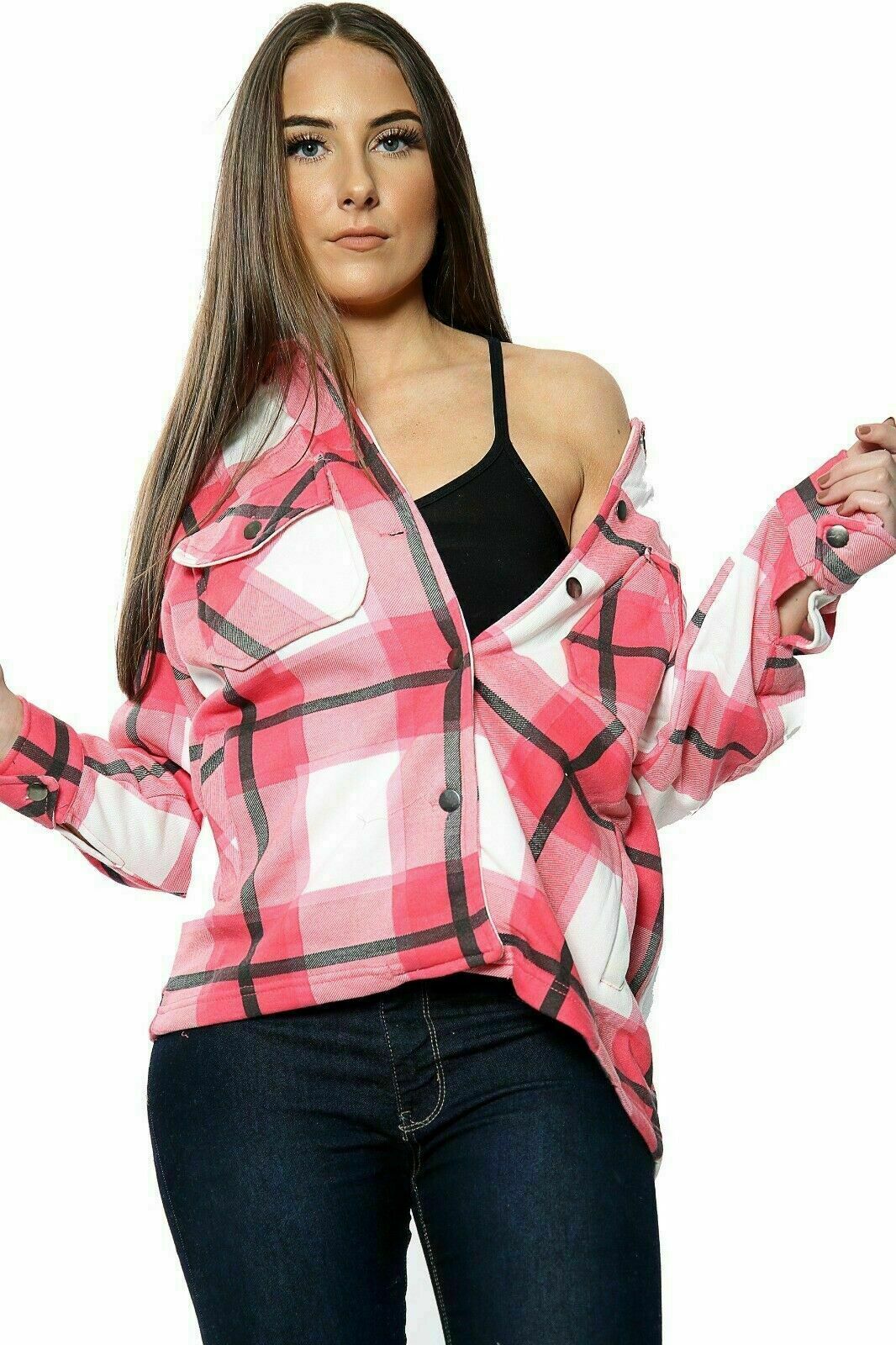 Ladies Oversized Shirt In A Red Check Design. Available In Sizes 4-8, 8-10, 12-14, 16-18. They Are Perfect To Wear Over A T-Shirt & Jeans As A Jacket.