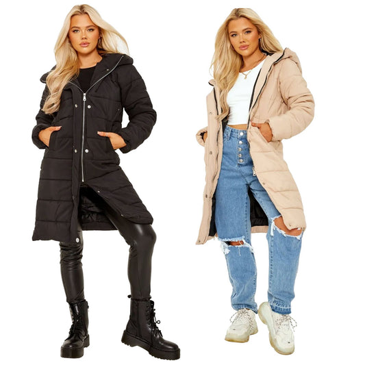 A-Line Padded Hooded Long Coat