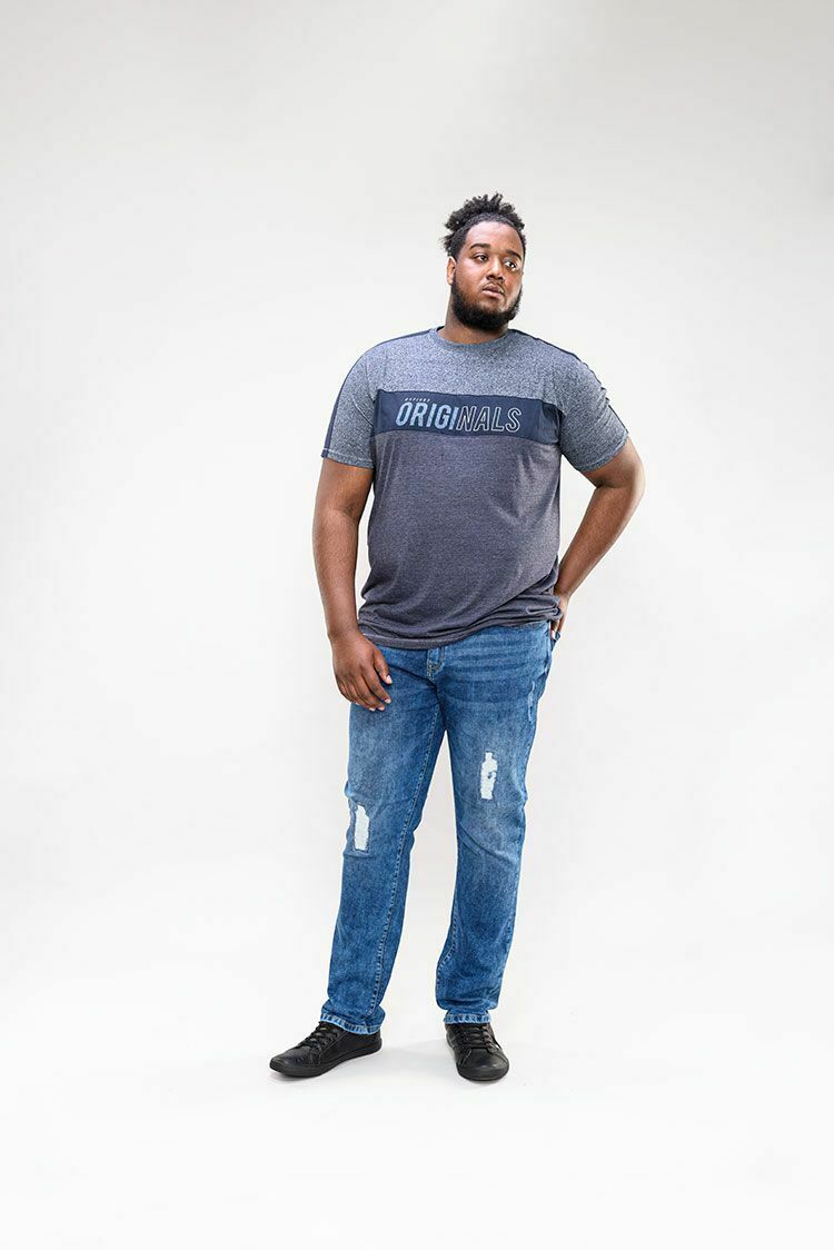 Men's Short Sleeve T-Shirt With "Originals" Front Logo 2 Tone Grey  1 X-Large To 5 X-Large, 60% Cotton & 40% Polyester