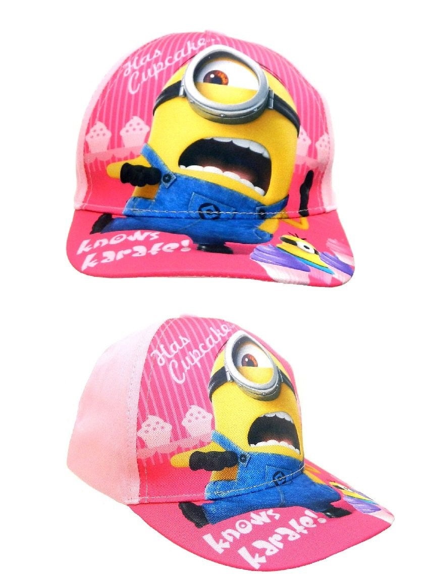 Minion Baseball Caps, Pink & Light Pink, Ages 2-4 (52cms), 4-8 (54cms) Official Merchandise