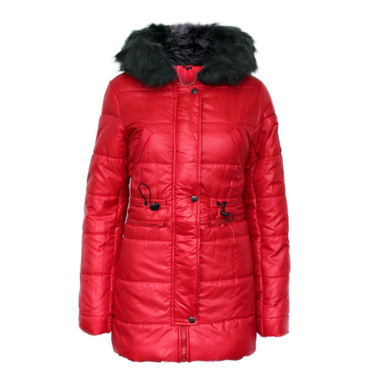 Long Quilted Faux Fur Coat