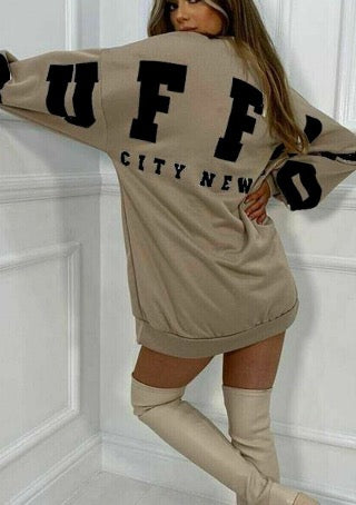 Oversized Buffalo New York Sweatshirt Jumper Dress