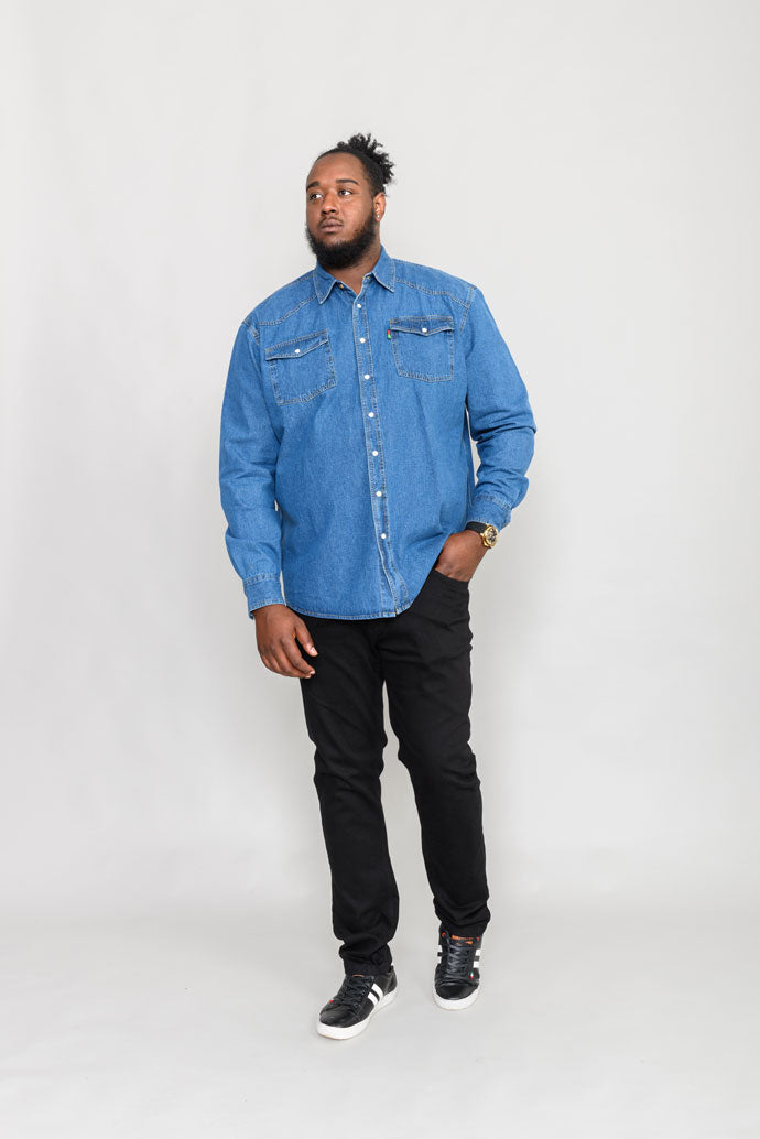 Duke D555 Blue Denim Long Sleeve Shirt Plus Size